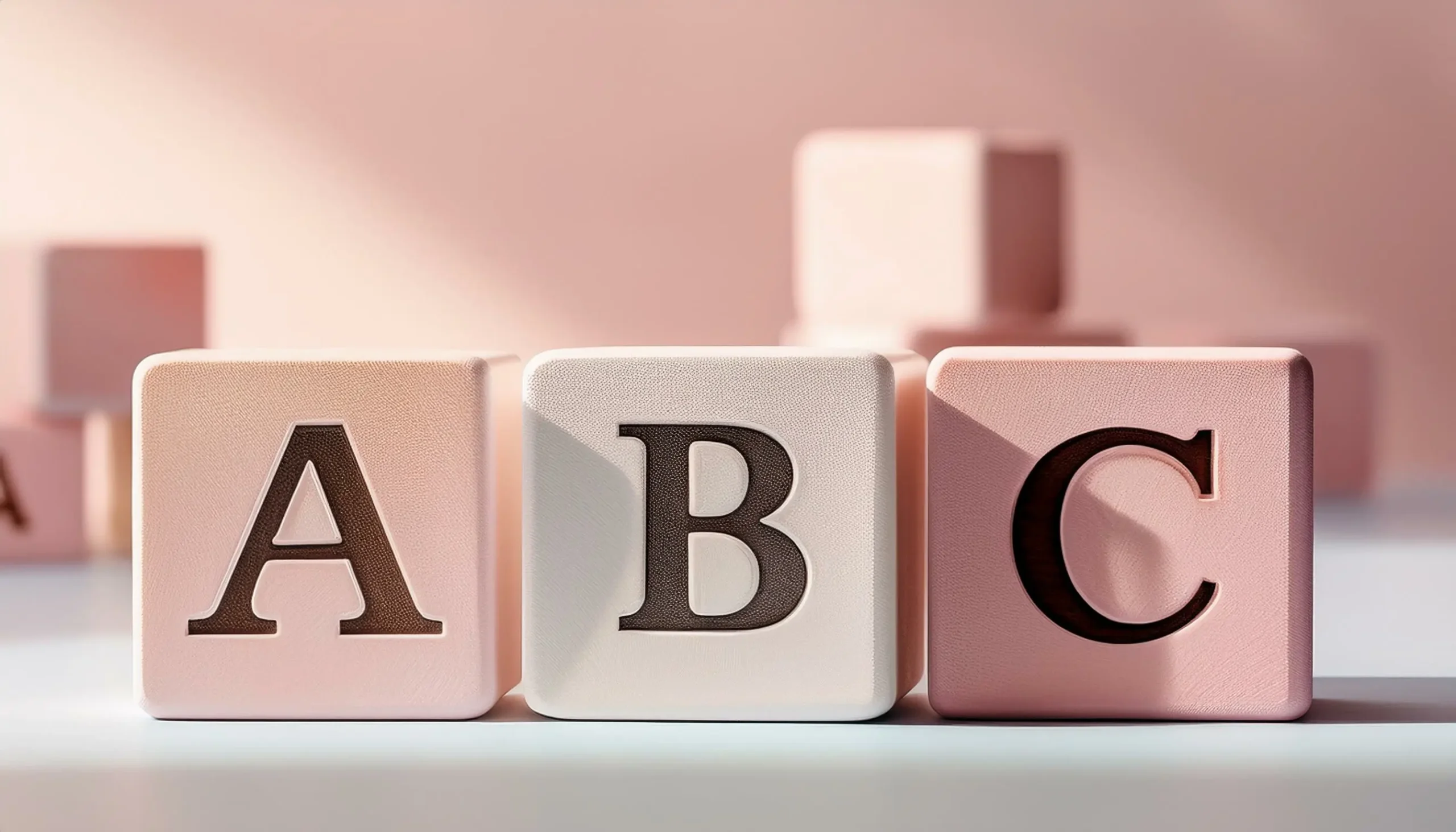 ABCの文字が書かれたブロックが並んでいる